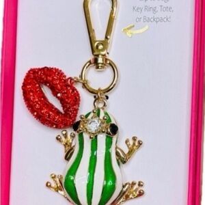 True to Form Frog Keychain with Red Lip Accent